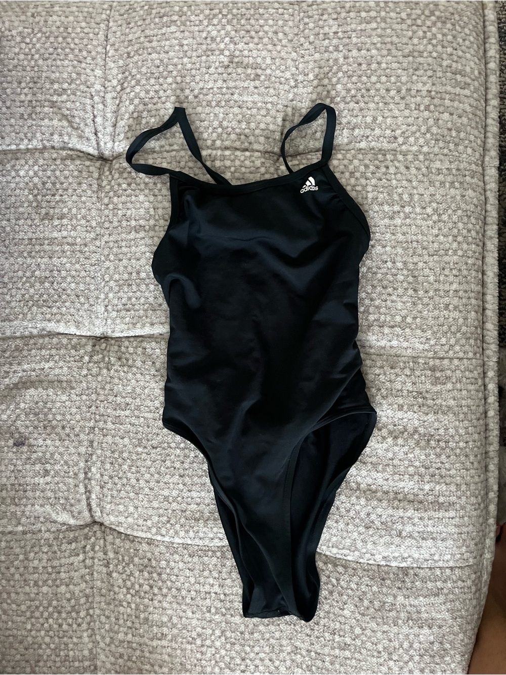 adidas Black Girls' One-Piece Swim Suit with White Logo